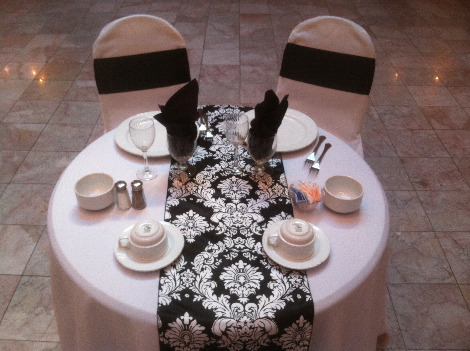bow The runners. runner  with black table damask black black white chair a where covers wedding
